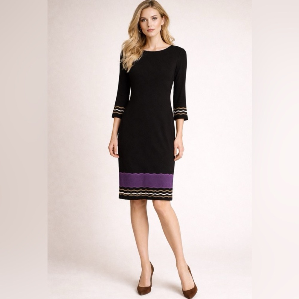 Nine West Knit Border Midi Dress